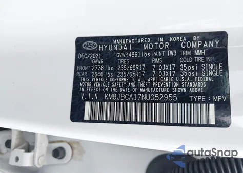 2022 Hyundai Tucson Hybrid Blue из США, поврежденный, VIN KM8JBCA17NU052955